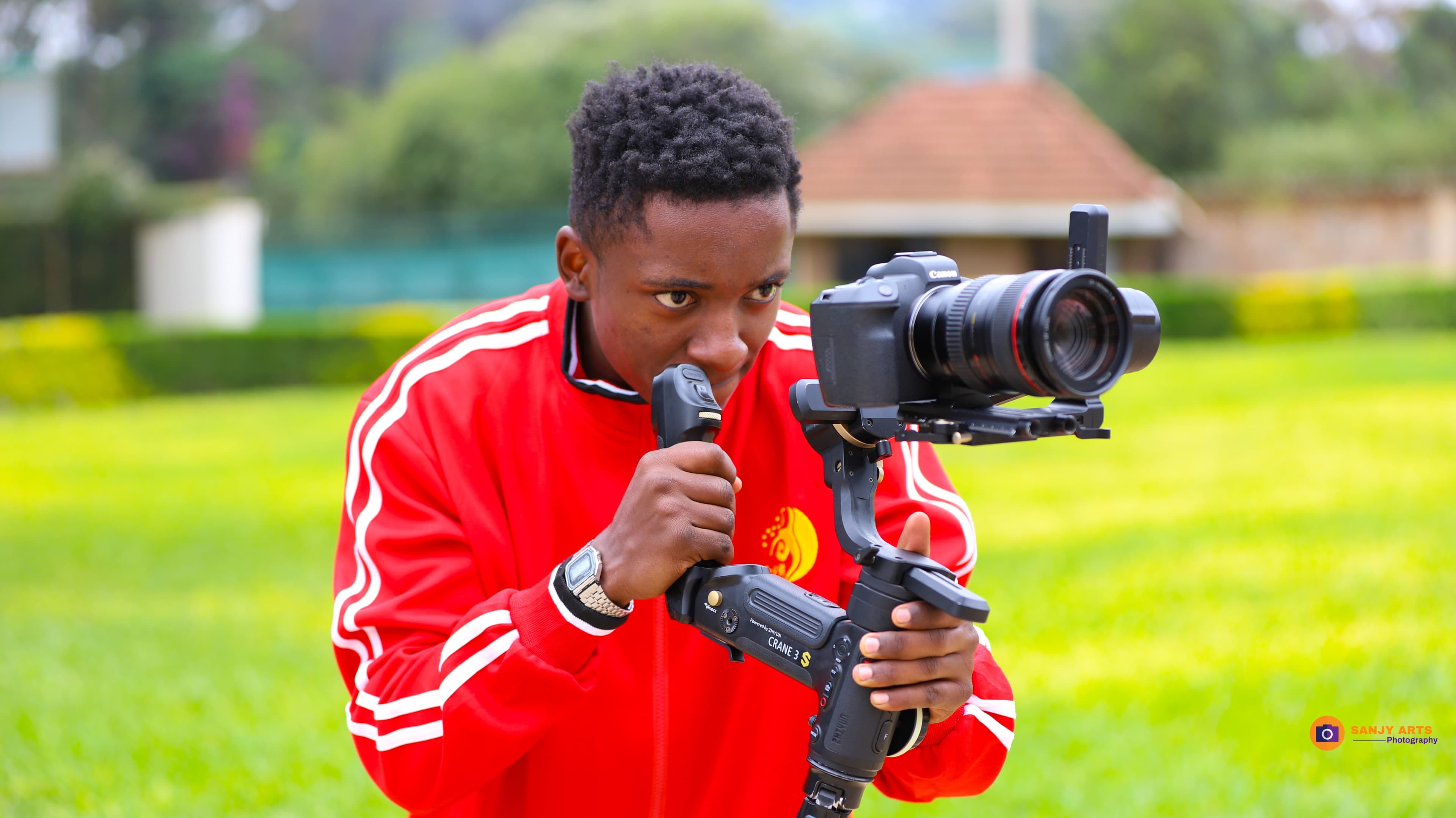 Students working together on a film set.